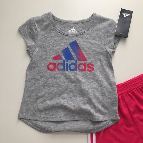 Adidas Baby Girl Pink Shorts Top Outfit - Picture 3 of 5